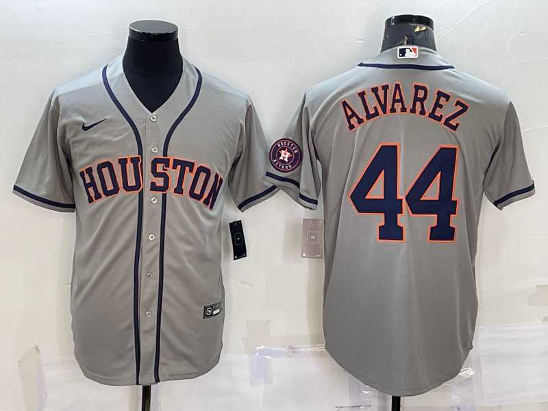 Men%27s Houston Astros #44 Yordan Alvarez Grey With Patch Stitched MLB Cool Base Nike Jersey